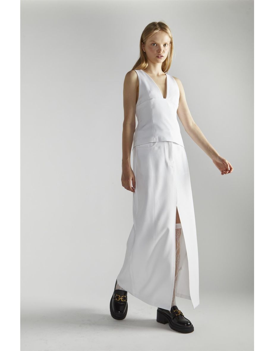 White Split Maxi-Skirt
