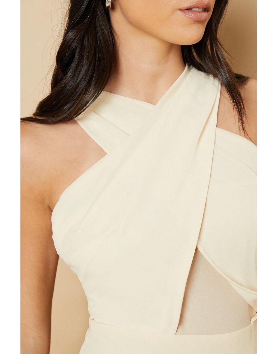Halter Neck Chiffon Tiered Maxi Dress - 3