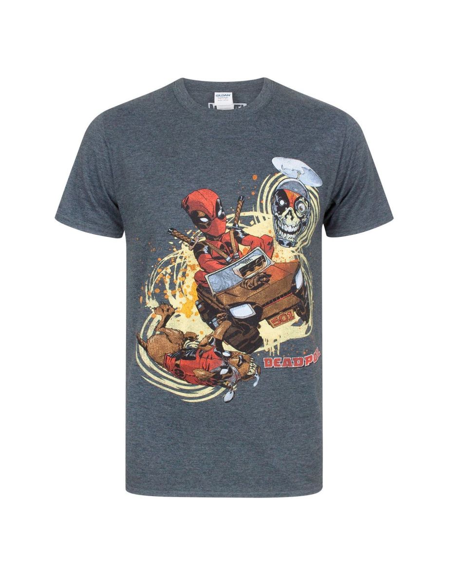 Marvel Deadpool Mens 4x4 T-Shirt - Charcoal