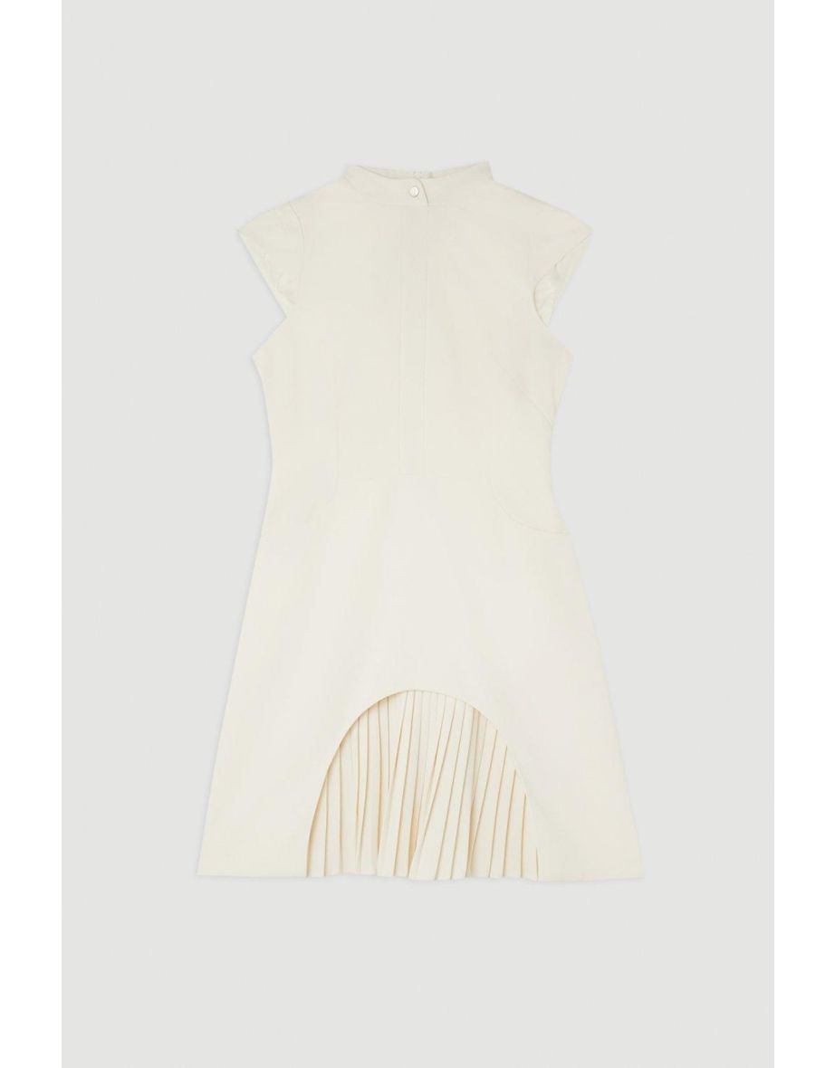 Pleated High Neck  Column Mini Dress - 3