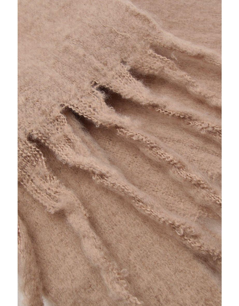 Basic Brushed Fringe Chunky Scarf - brown - 2