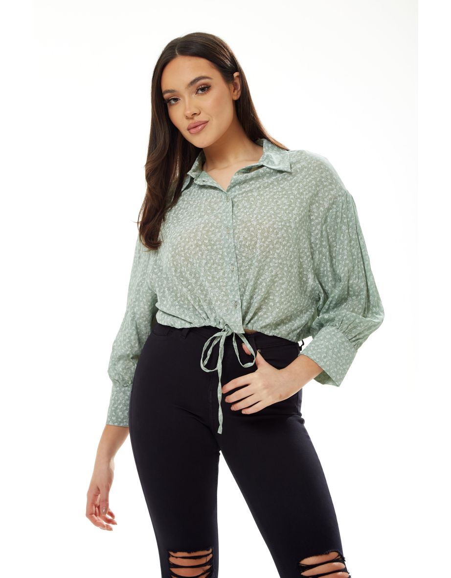 Women's Mint Green Crop Shirt