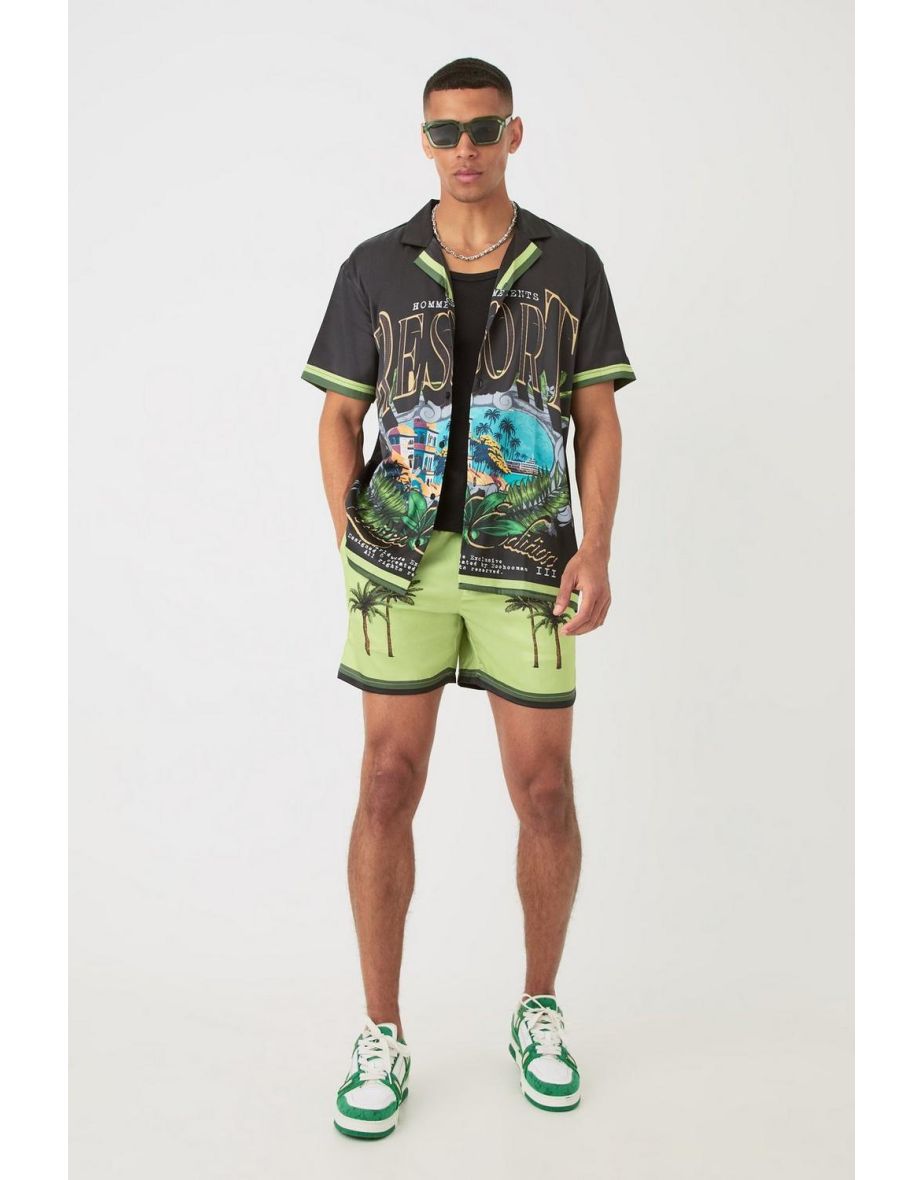 Short Sleeve Satin Oversized Resort Shirt & Short