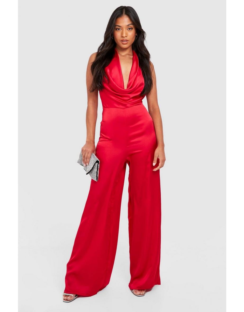 Red sales petite jumpsuits