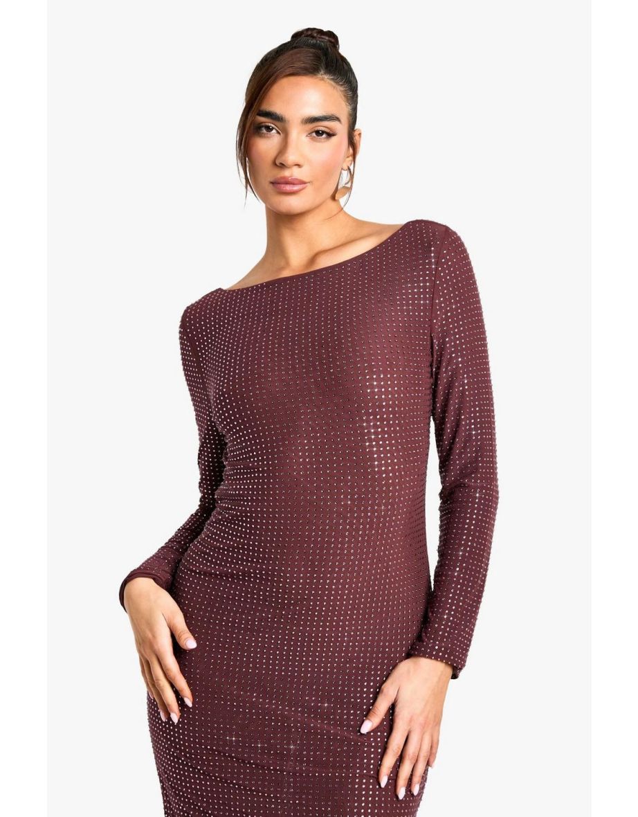 Hot Fix Scoop Back Maxi Dress - mauve - 3