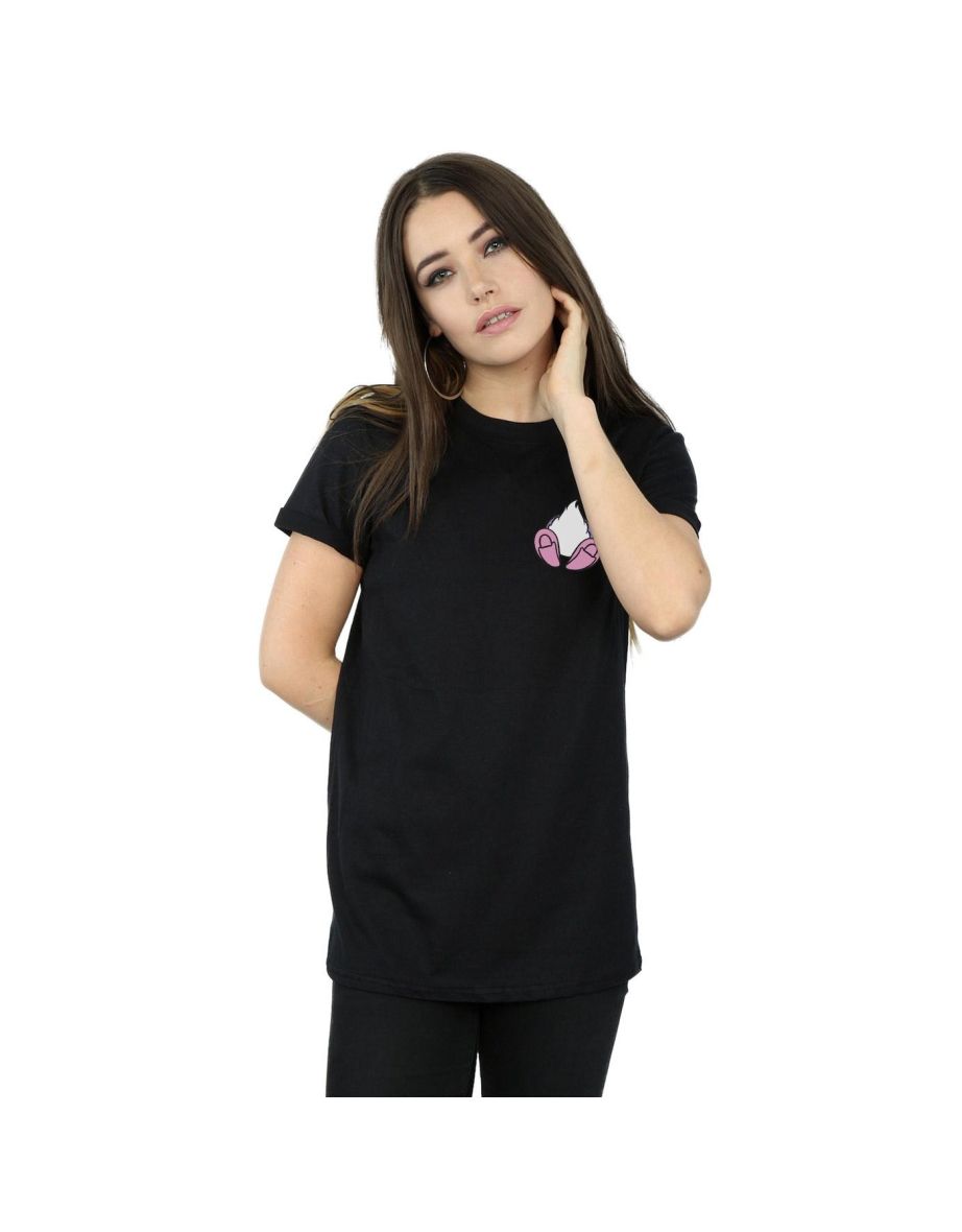 Disney Womens/Ladies Daisy Duck Backside Breast Print Cotton Boyfriend T-Shirt - Black