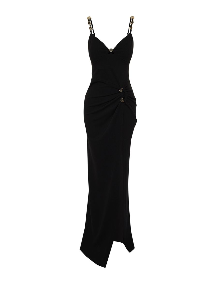 X Zeynep Tosun Black Knitted Evening Dress with Accessory Detail - 8
