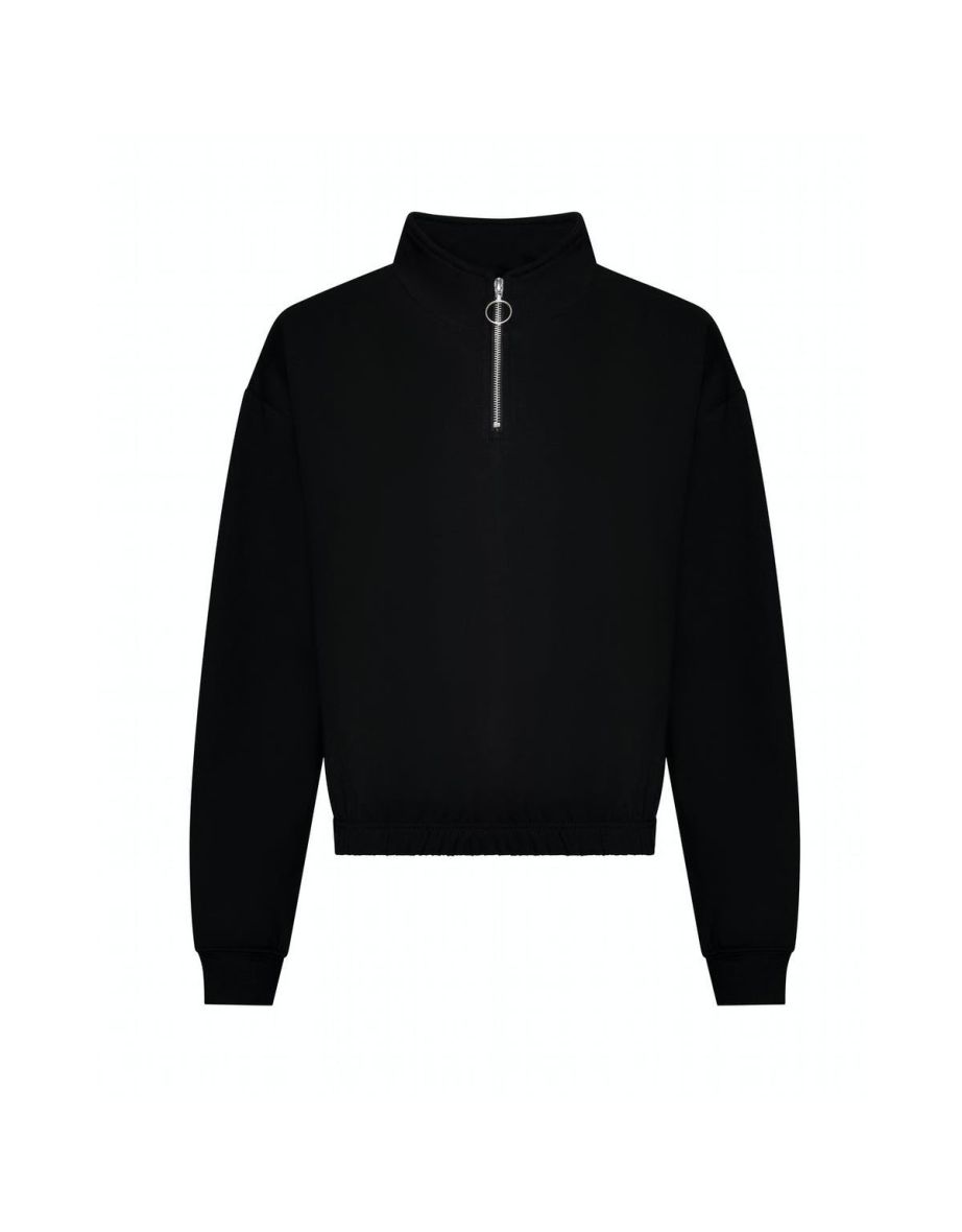 Awdis Womens/Ladies Just Hoods Crop Sweatshirt - Deep Black