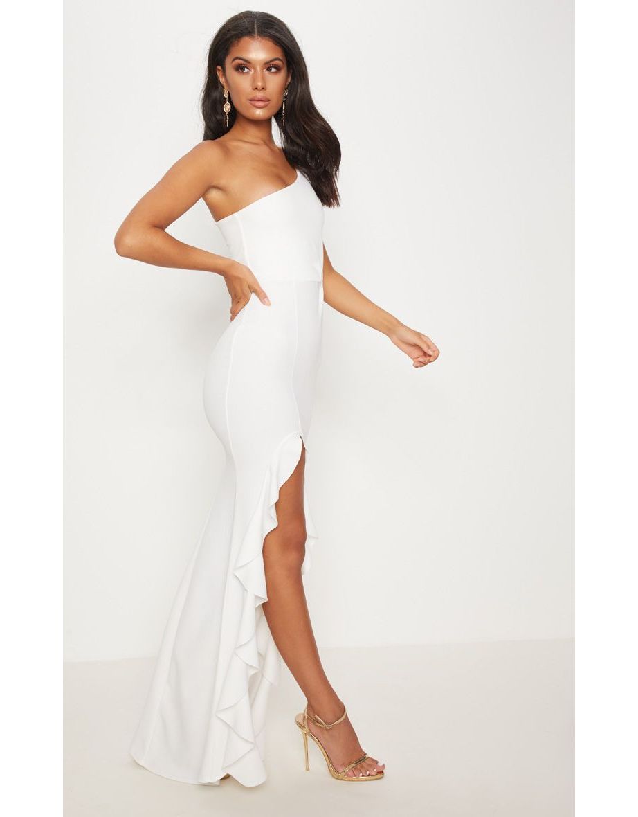 white one sleeve maxi dress