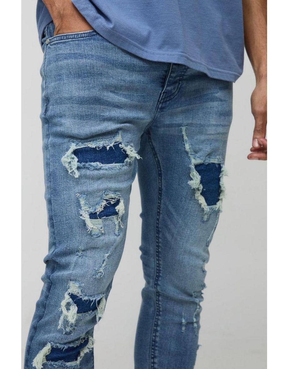 Super Distressed Dirty Wash Skinny Jeans - 2