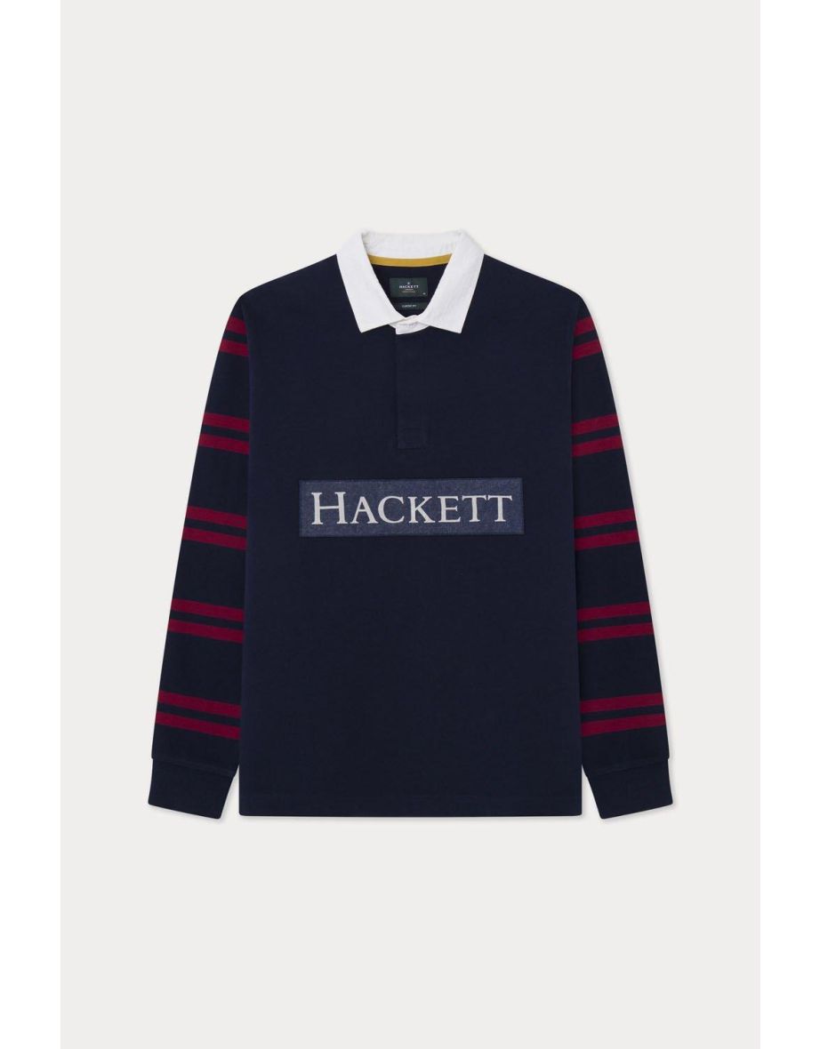 Heritage Large Hackett Logo Rugby Shirt Navy