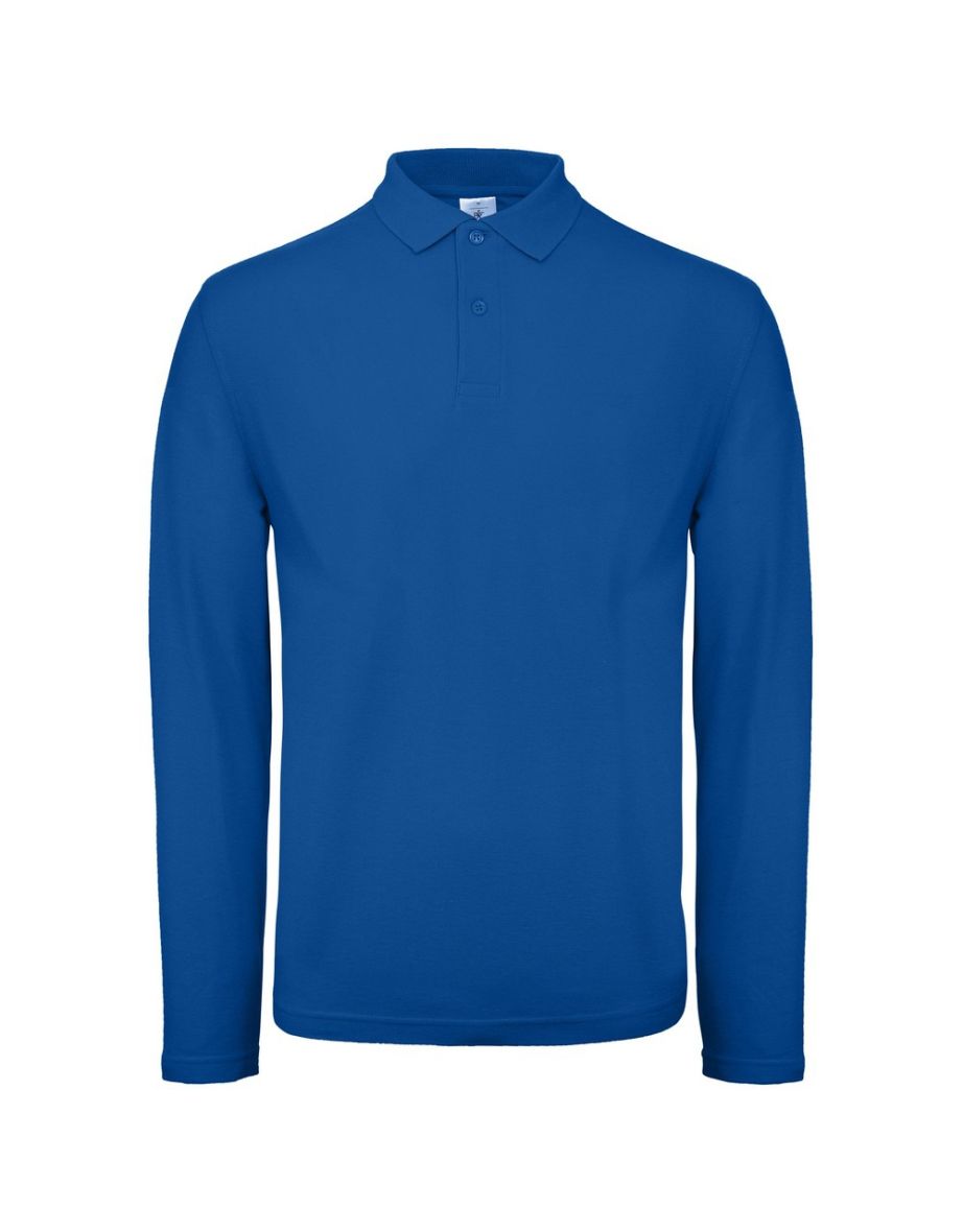 B&C Collection Mens Long Sleeve Polo Shirt - Royal Blue
