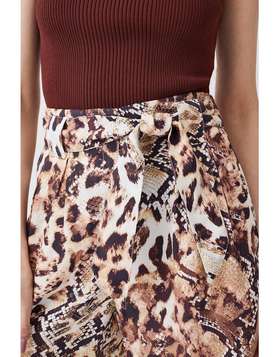 Animal Print Linen Viscose Woven Short - 2