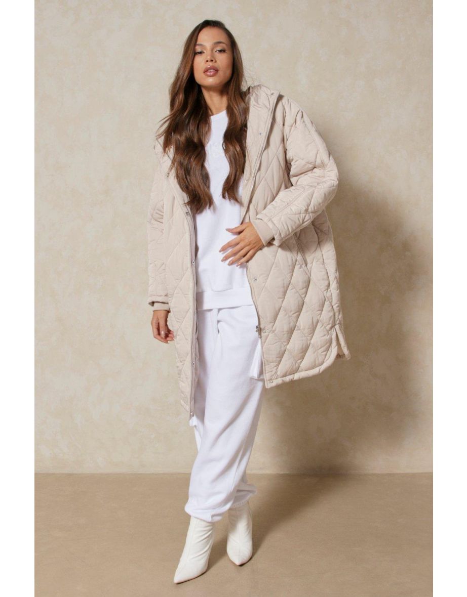 Oversized Quilted Hooded Coat - 3