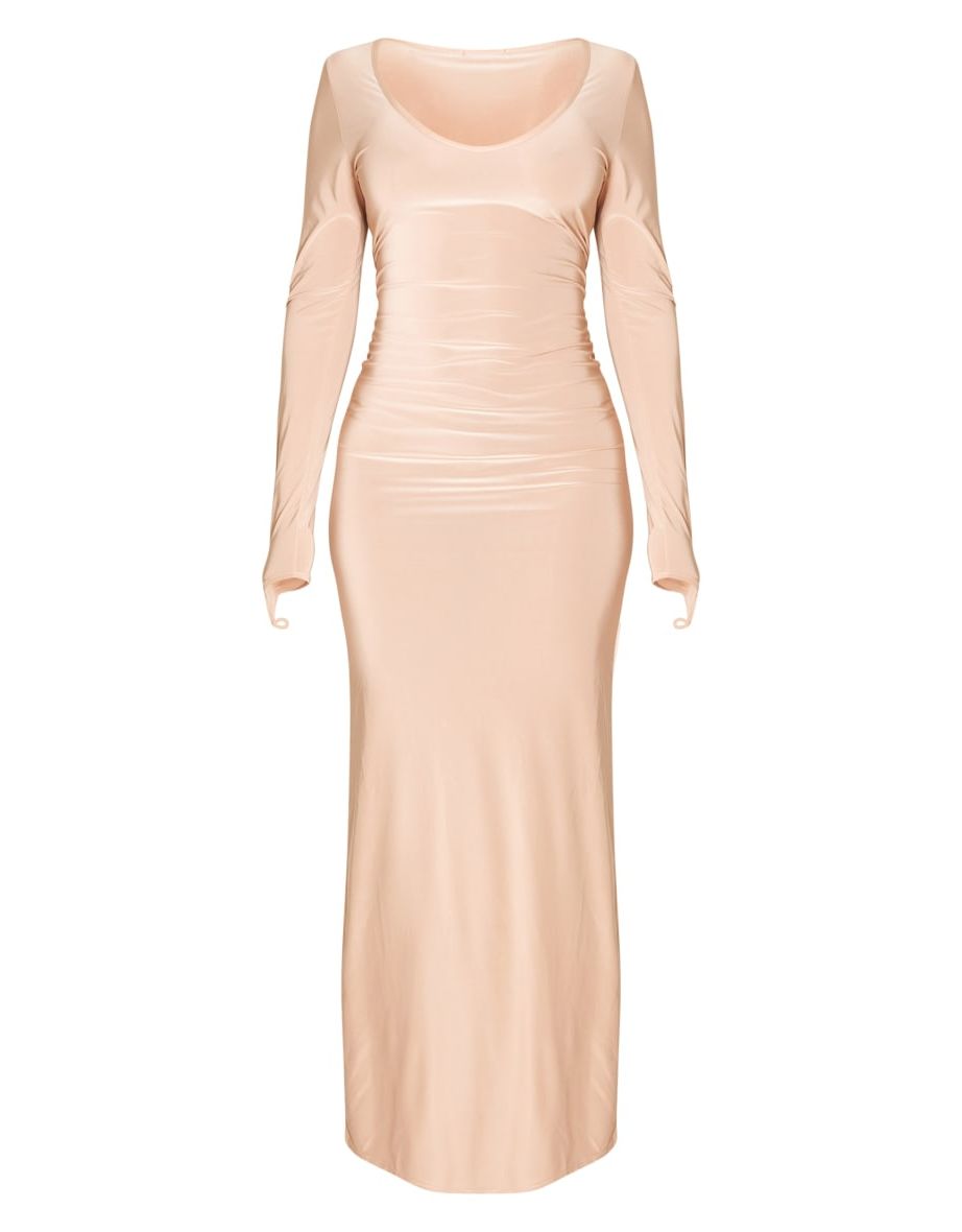 Shape Stone Scoop Neck Long Sleeve Maxi Dress - 4
