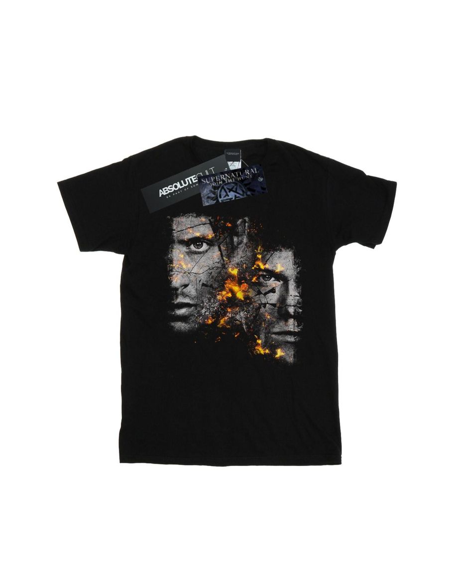 Supernatural Mens Sam And Dean Fire T-Shirt - Black