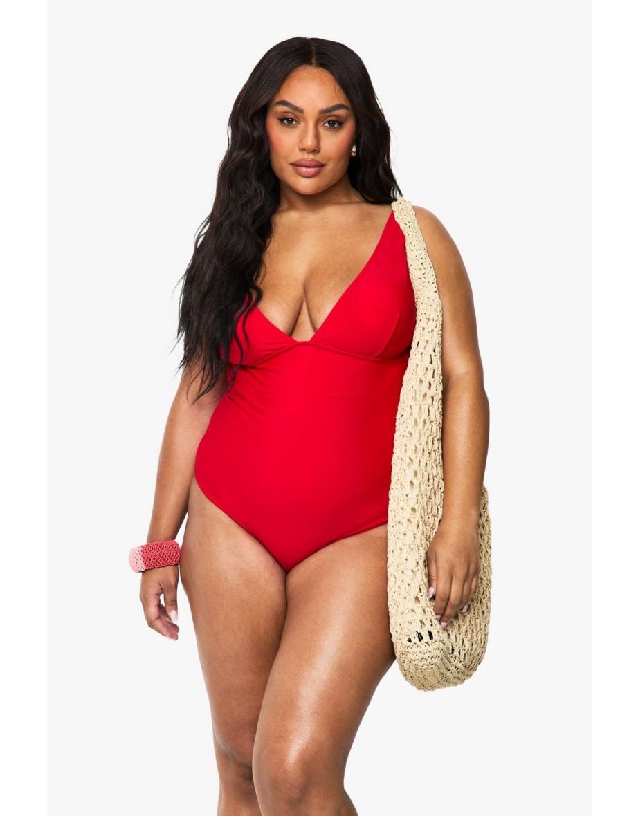 Plus Tummy Control Plunge Swimsuit