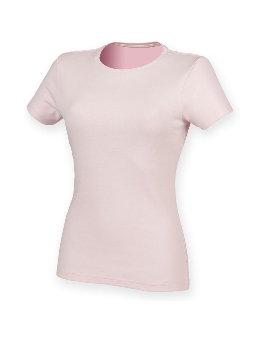 Skinni Fit Womens/Ladies Feel Good Stretch Short Sleeve T-Shirt - Baby Pink