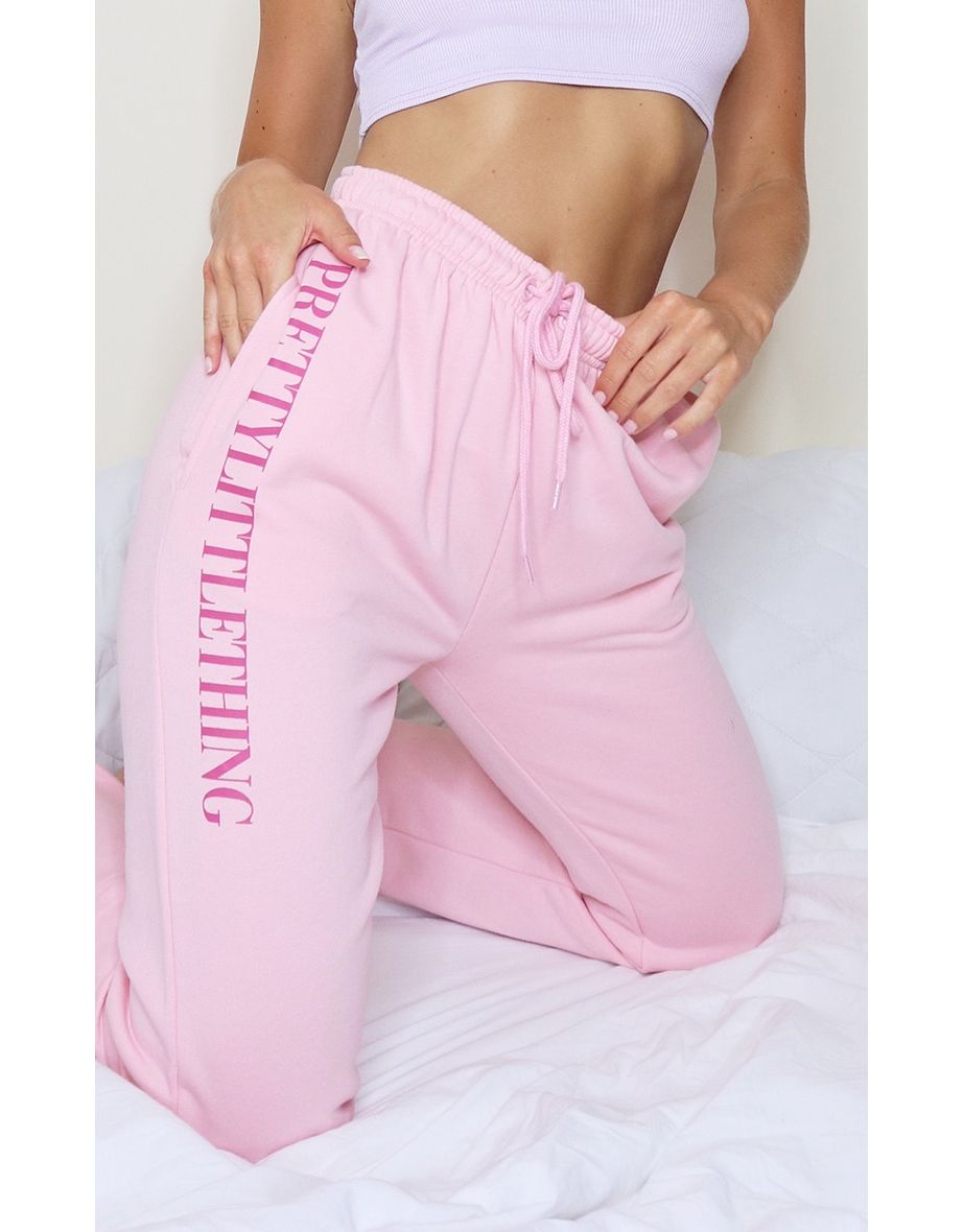 PRETTYLITTLETHING Baby Pink Slogan Joggers - 3