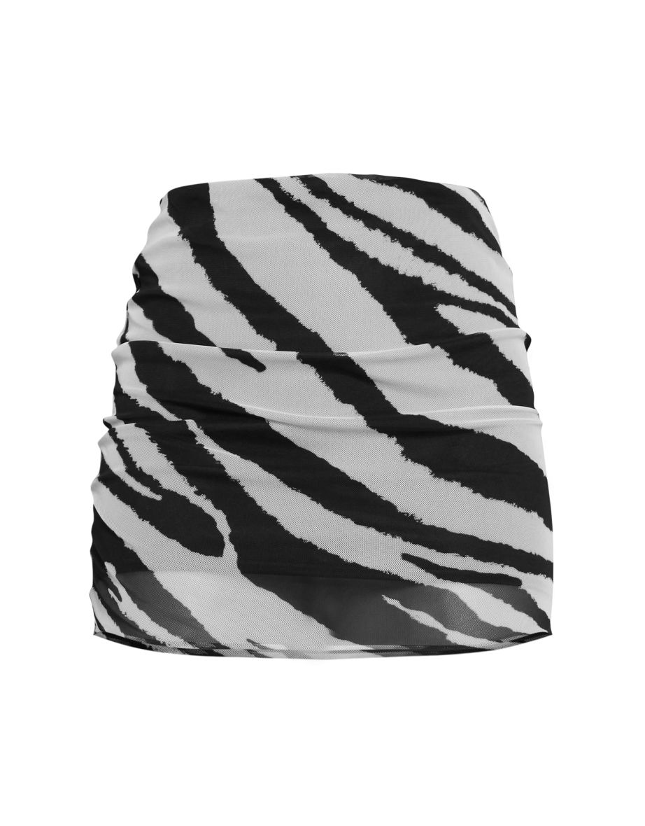 Black Zebra Print Mesh Mini Skirt - 5