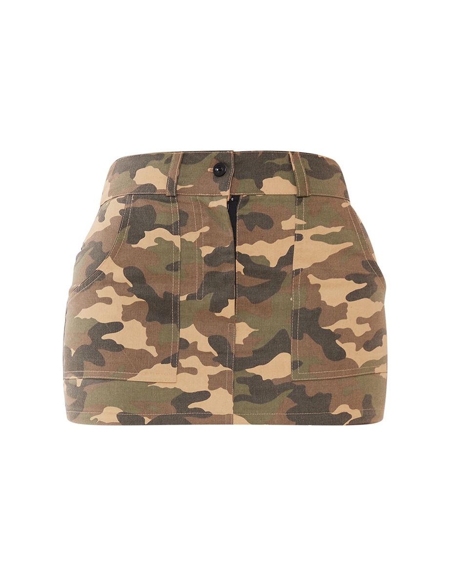 Stone Camo Printed Twill Micro Mini Skirt - 5