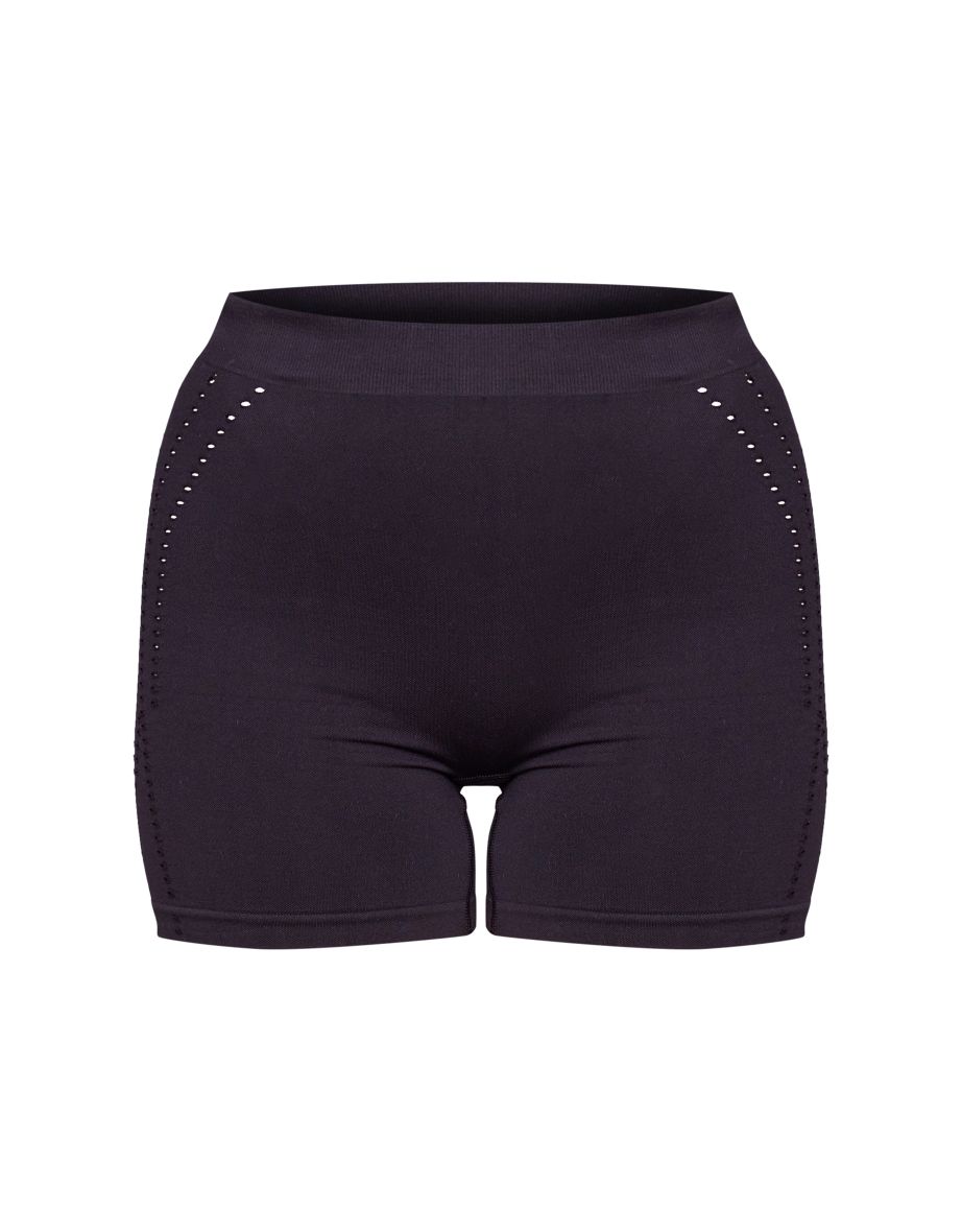 PLT SPORT Black Seamless Laser Cut Ruched Booty Shorts - 5