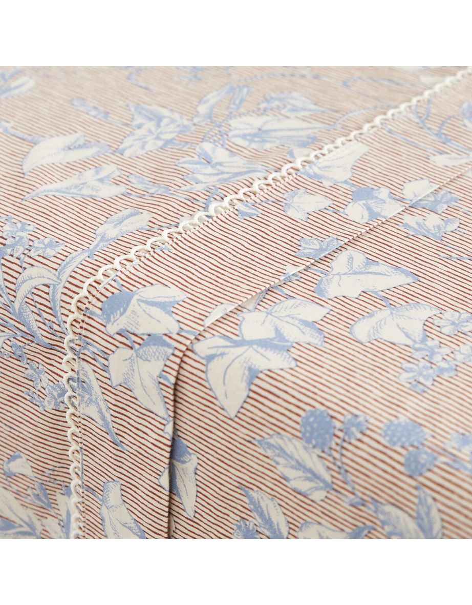 Melusine Floral 100% Washed Cotton Percale 200 Thread Count Flat Sheet - 1