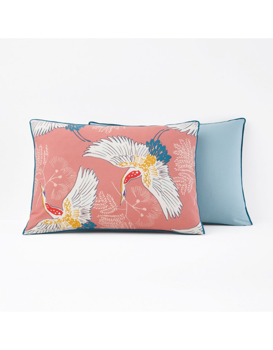 GRUES Crane Print Cotton Percale Pillowcase - 2