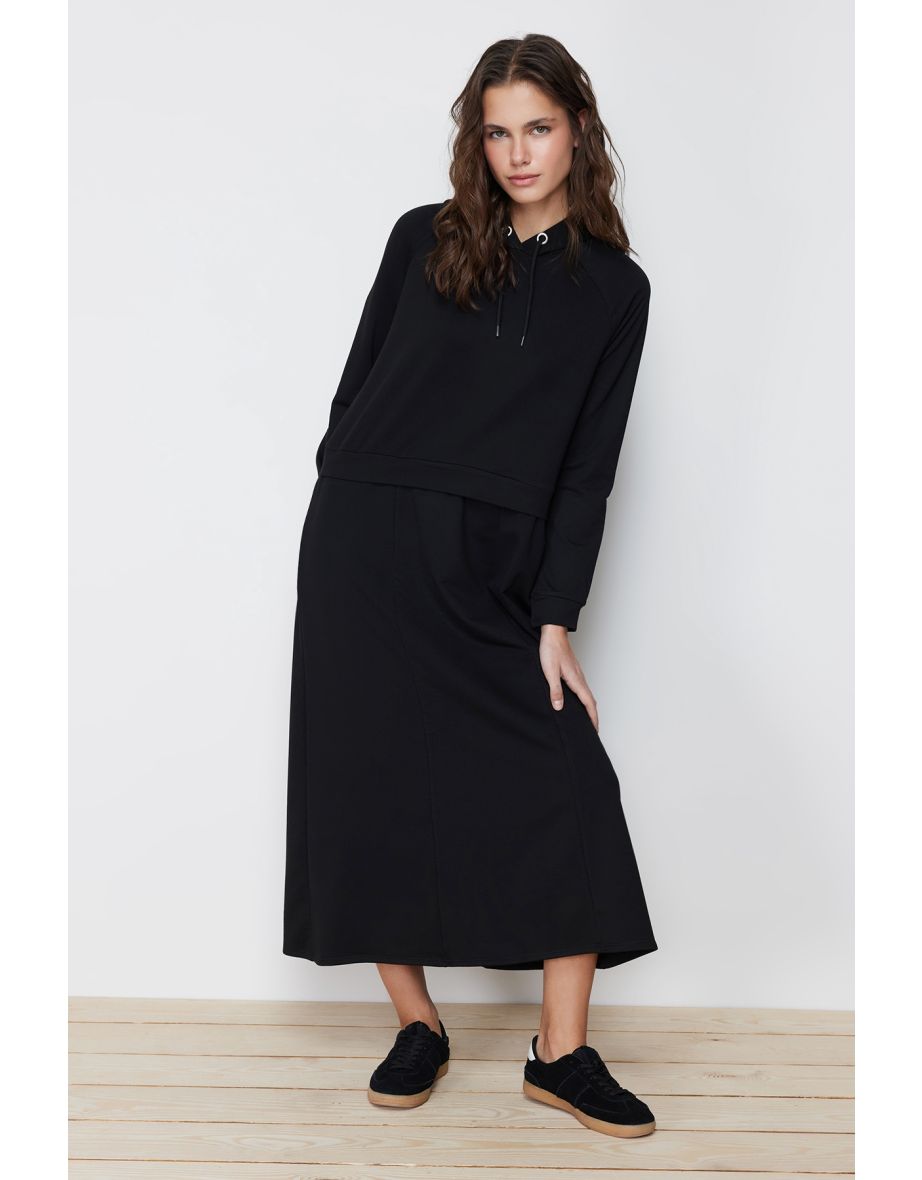 Black Knitted Sweat Dress