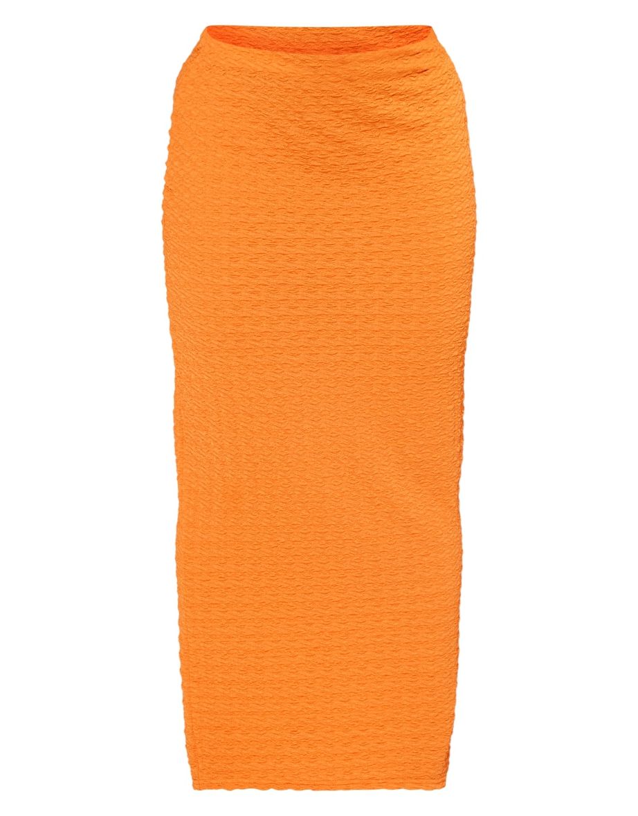 Plus Orange Textured Maxi Skirt - 4