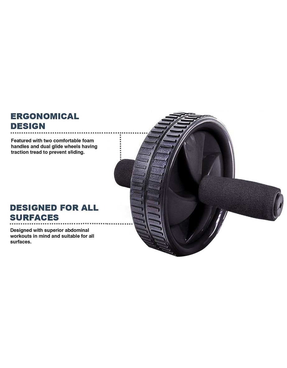 RED DUAL WHEEL ABDOMINAL EXERCISE AB ROLLER - 4