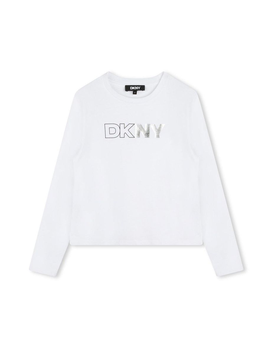 Dkny Logo Long Sleeve Top White