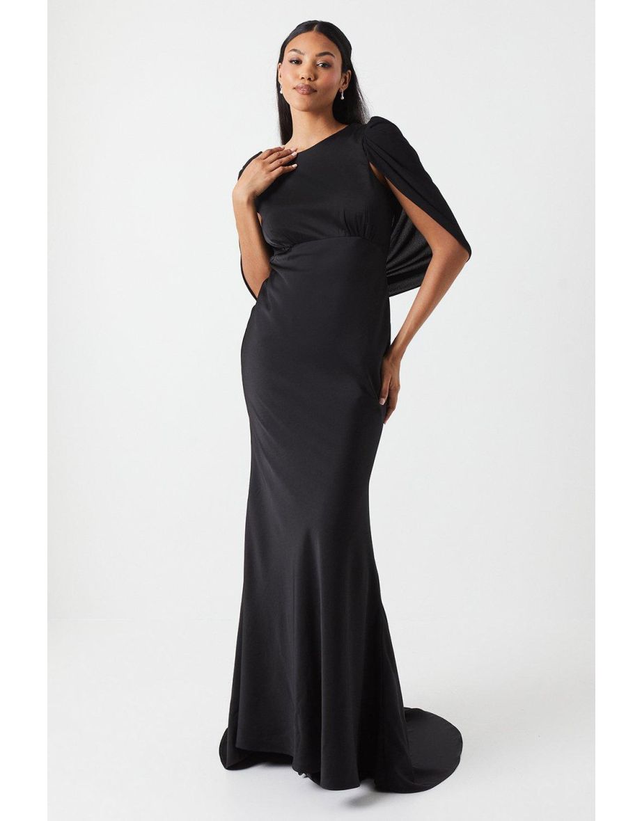 Chiffon Cowl Back Satin Bridesmaids Dress