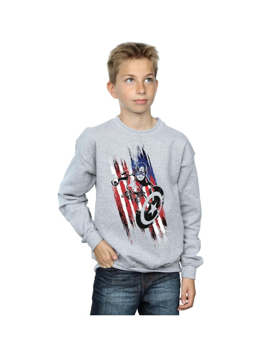 Marvel Boys Avengers Captain America Streaks Sweatshirt - Sports Grey