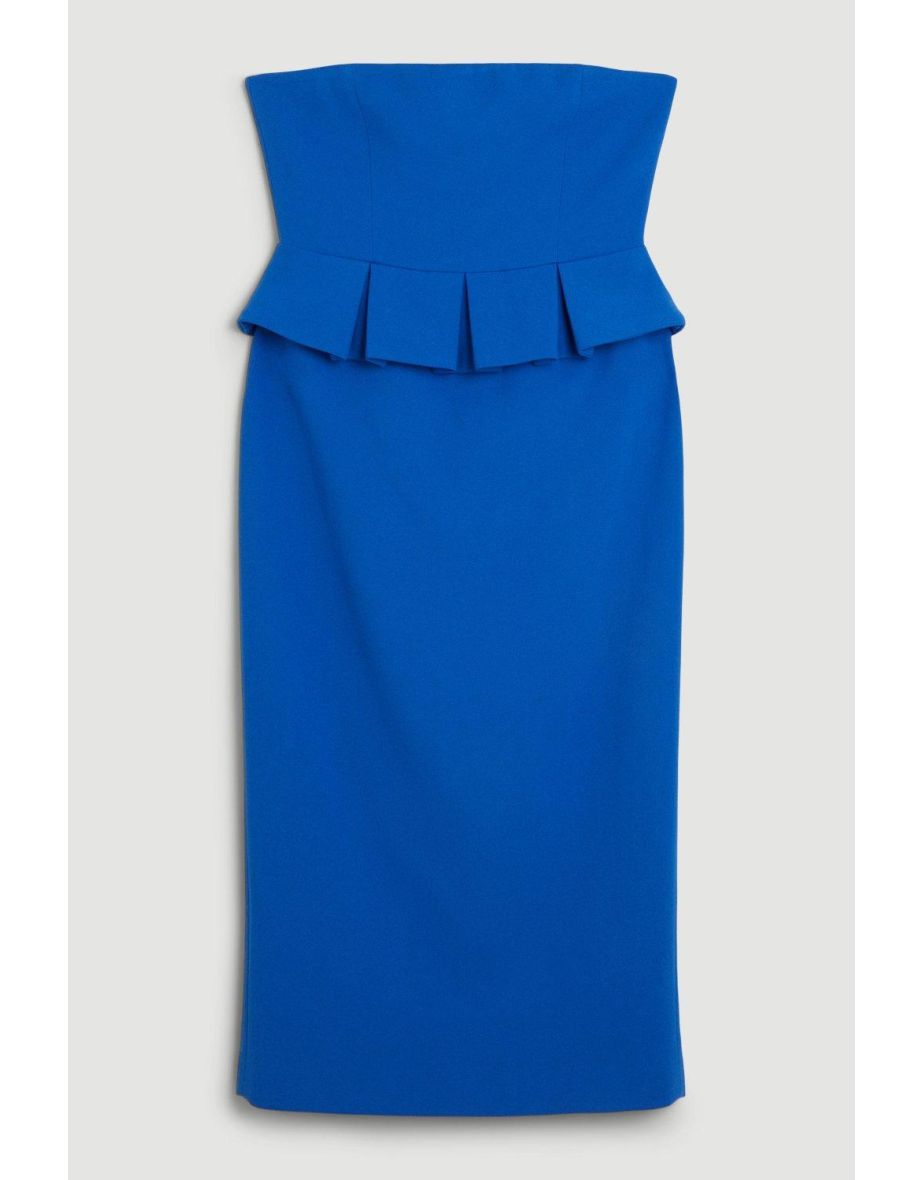 Compact Stretch Peplum Midi Dress - 3