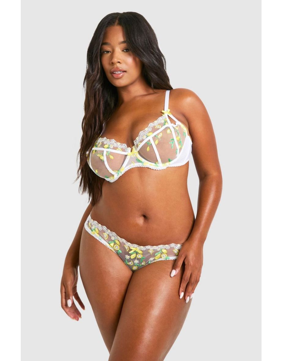 Plus Lemon Embroidered Fuller Bust Balcony Bra
