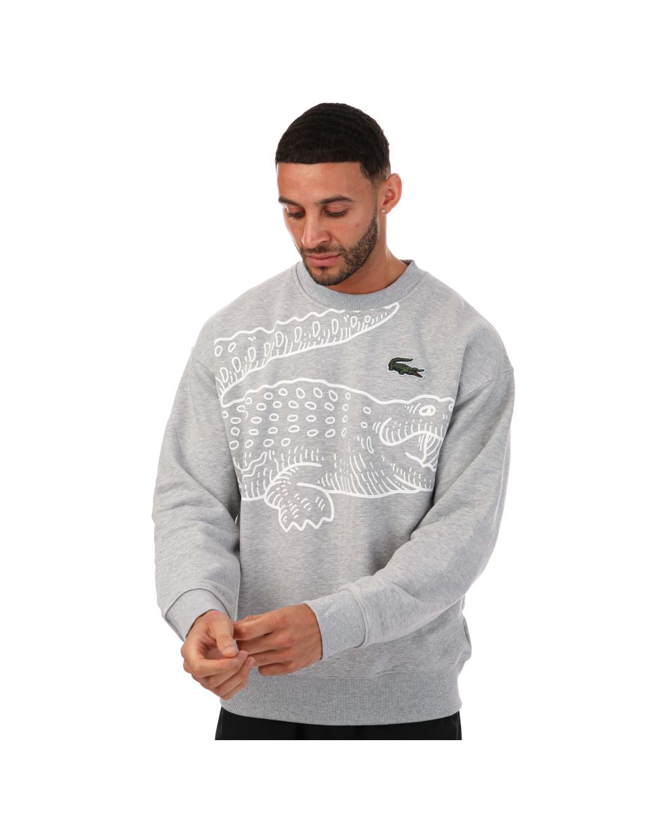 Mens grey lacoste sweatshirt sale