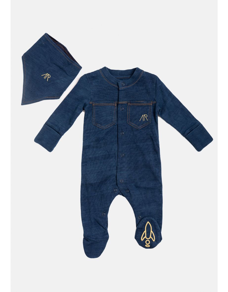 Callum Jersey Denim Baby Grow