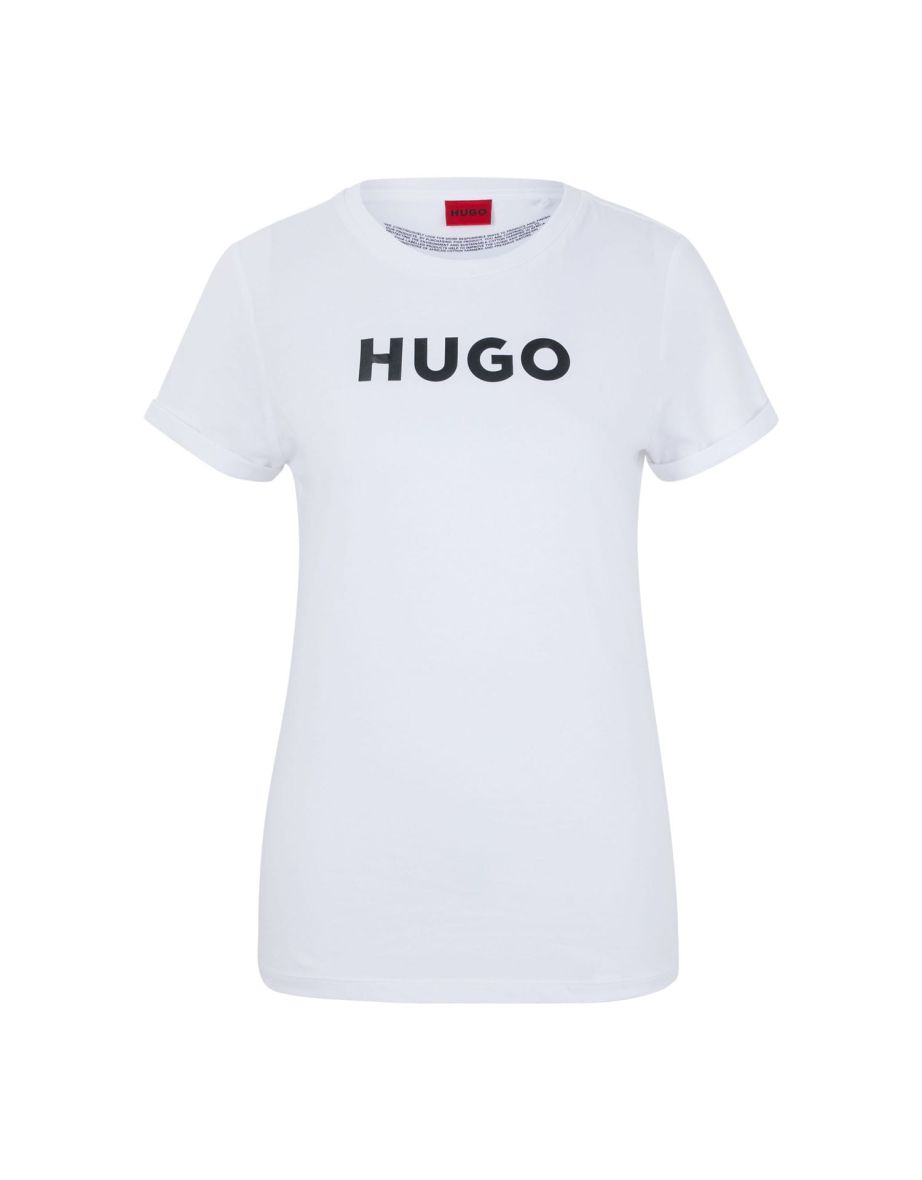Women's Hugo Boss Logo Print Slim-Fit T-Shirt in White - 3