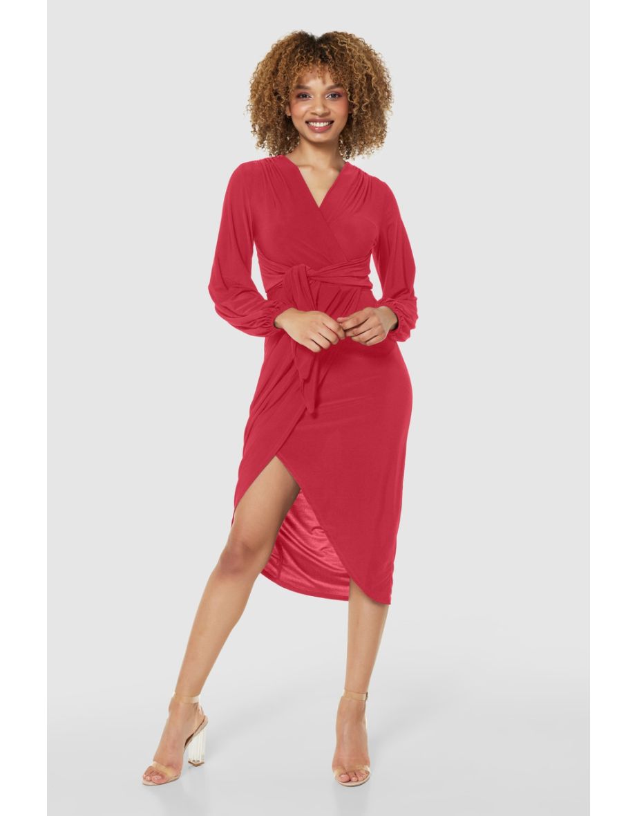 Closet London RED Wrap Pencil Dress