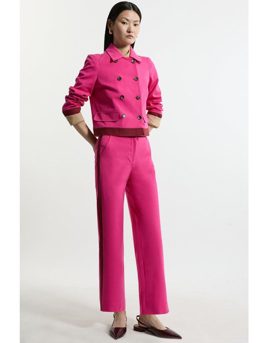 Compact Stretch Tailored High Waisted Slim Leg Trousers