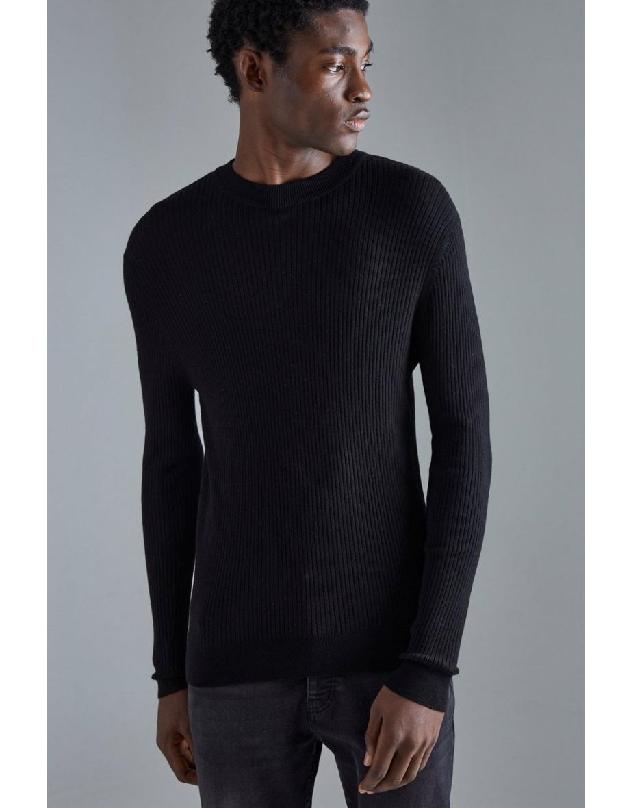 Muscle fit black jumper hotsell