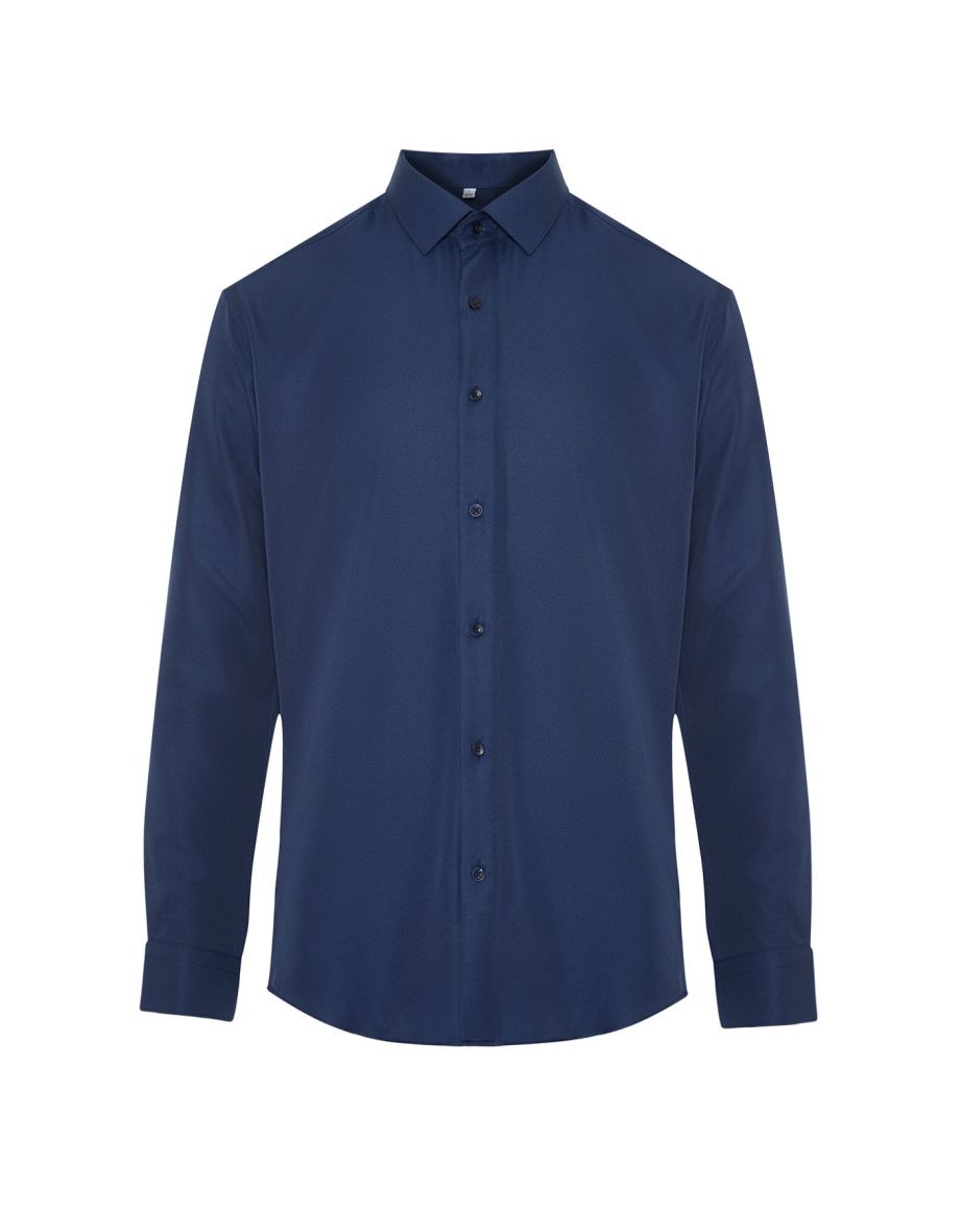 Navy Blue Men's slim fit smart shirt Shirt - 4