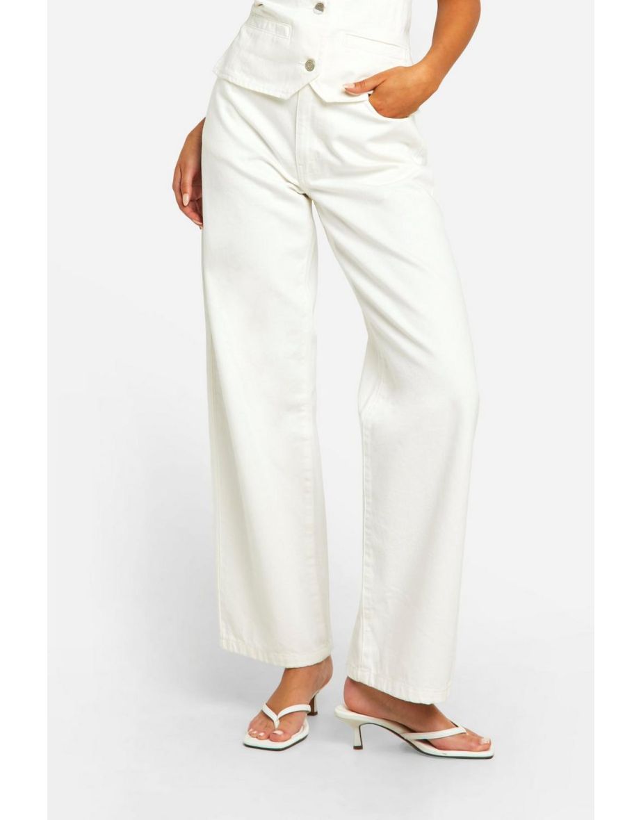 Lightweight Ecru Straight Leg Jeans - ecru - 3