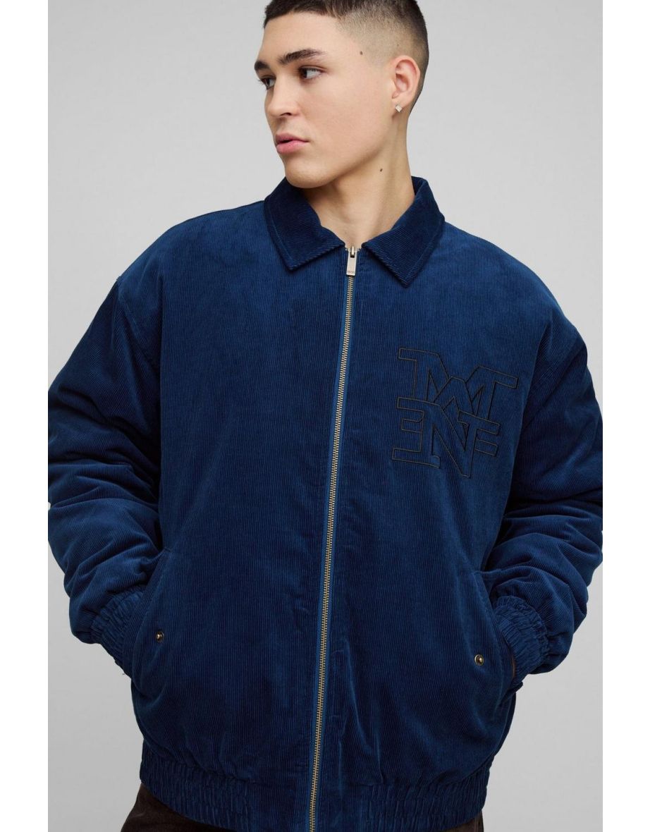 Oversized Man Cord Varsity Jacket - blue - 2