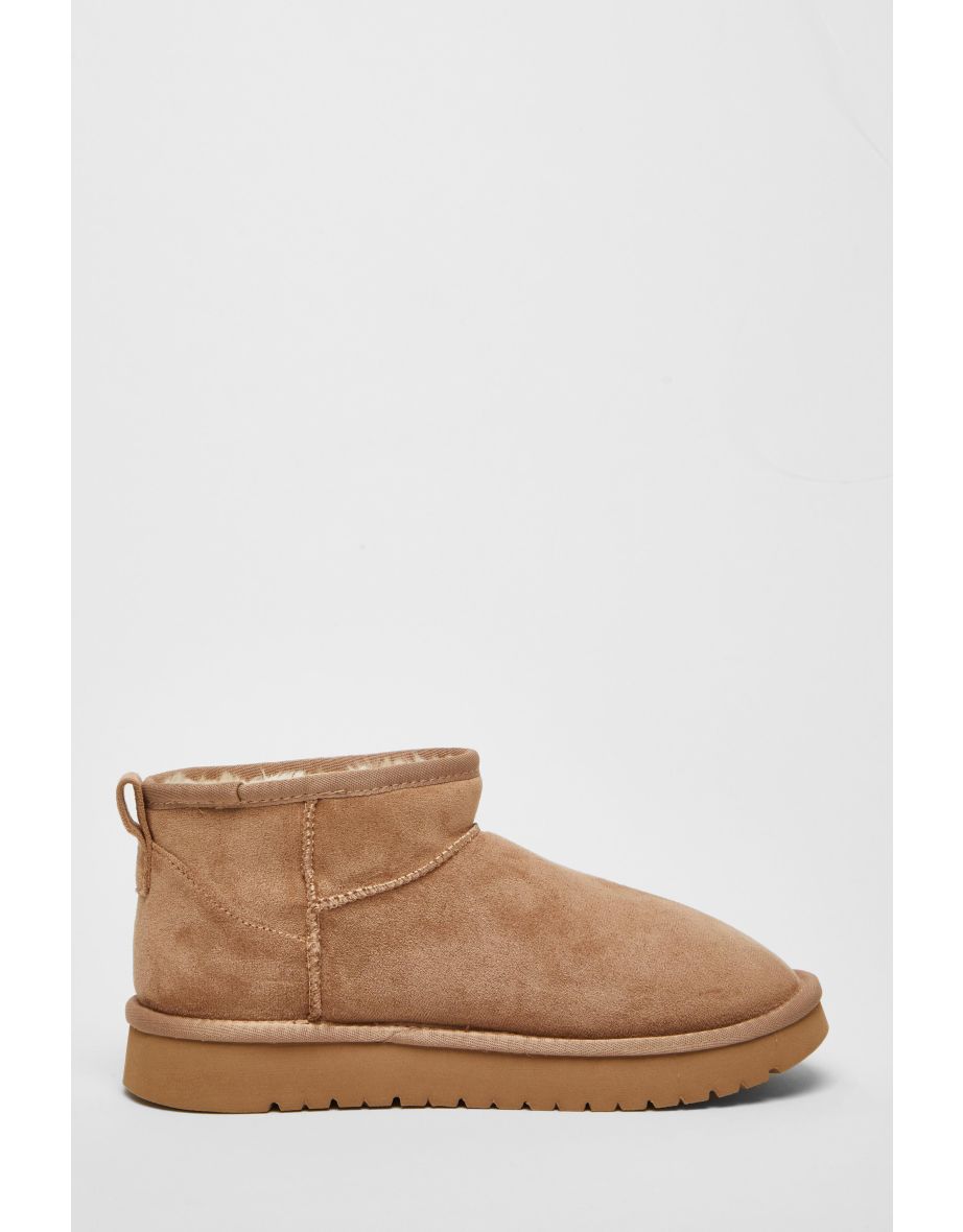 Taupe Faux Suede Diamante Ankle Boots - 4