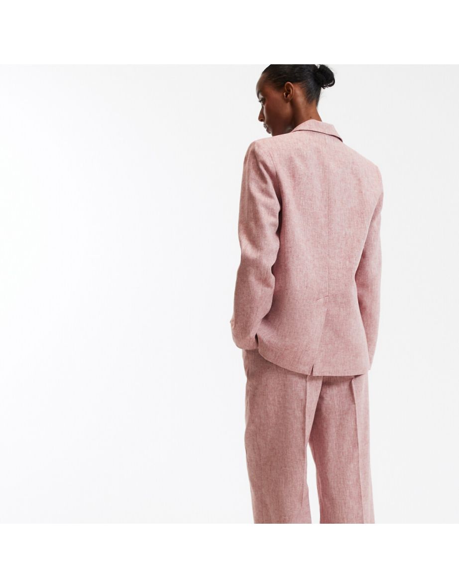 Straight, Double Breasted Jacket in Linen and Cotton - 4