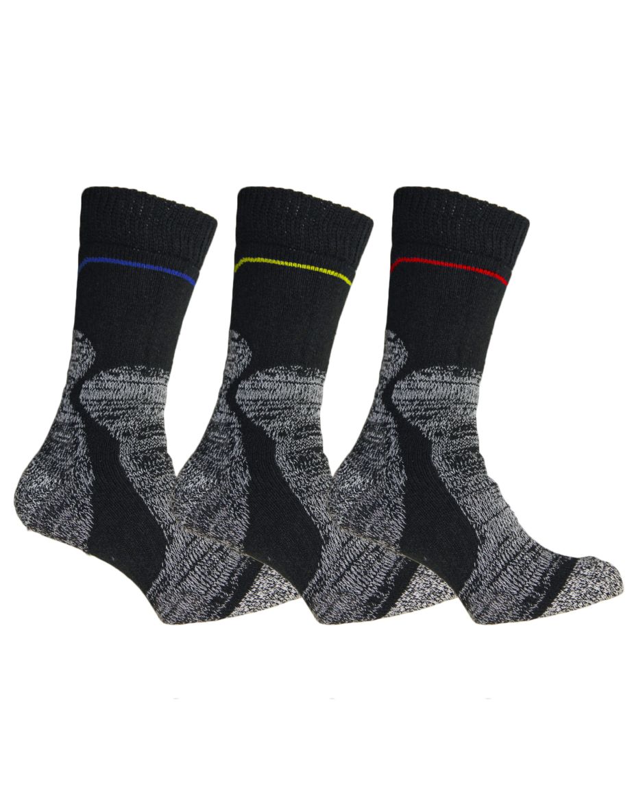 Simply Essentials Mens Heavy Duty Fusion Power Work Socks (Pack Of 3) - Black