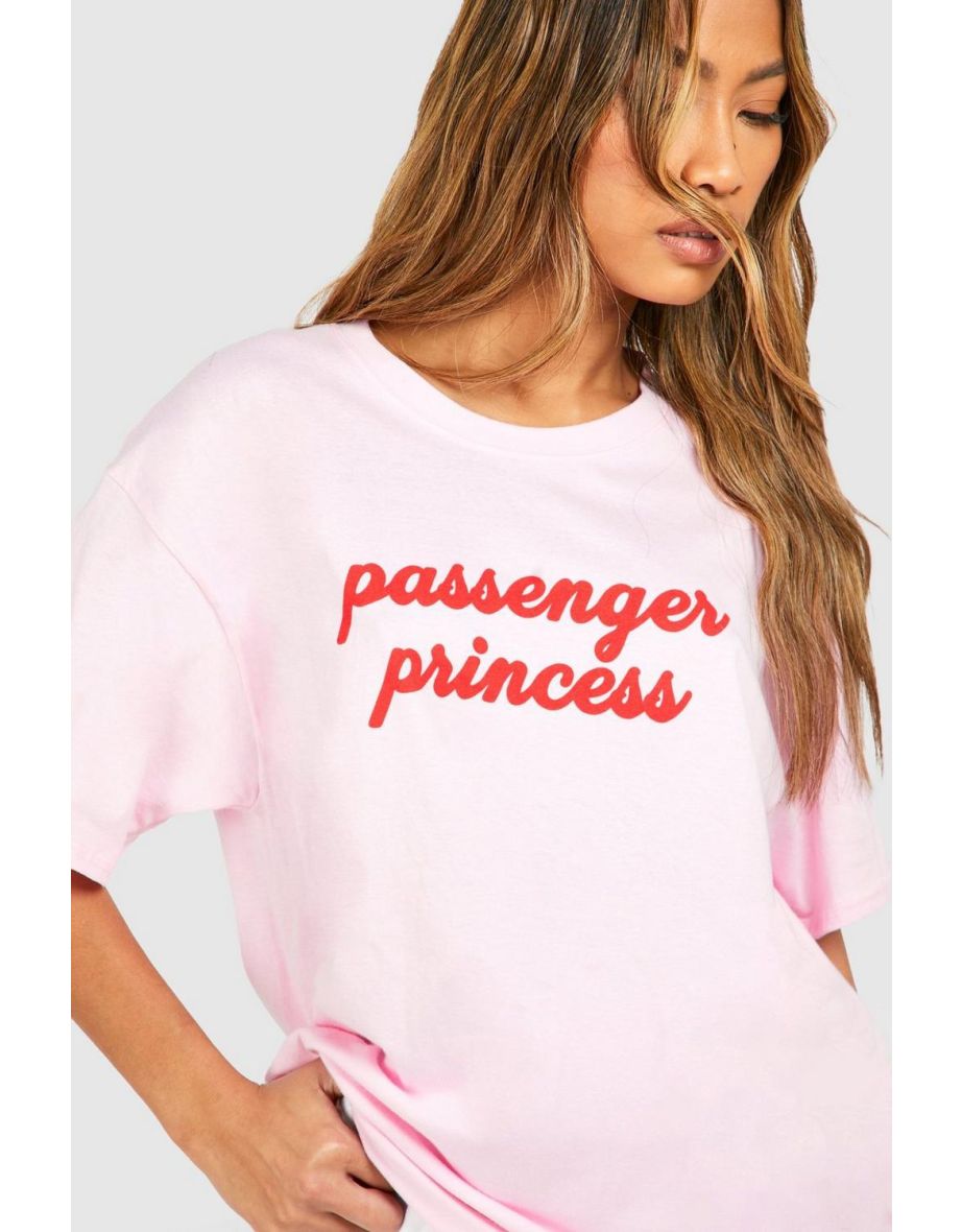 Oversized Passenger Princess Pocket Print Cotton Tee - pink - 3