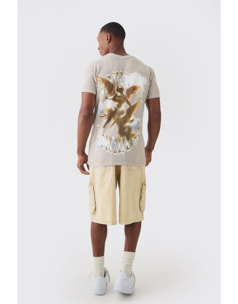 Renaissance Print Wash T-shirt - stone - 2